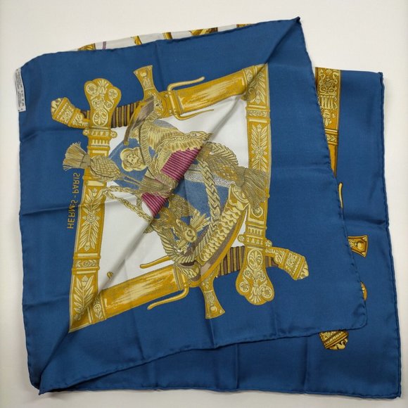Hermes scarf Carre 90 Blue Silk100% - Picture 9 of 11
